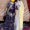 Purple Georgette Lehenga Choli Back View with Stylish Zipper Closure and Flowing Lehenga | Ethnic...