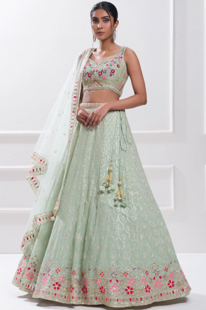 Pastel Green Lehenga Choli Set with Dupatta