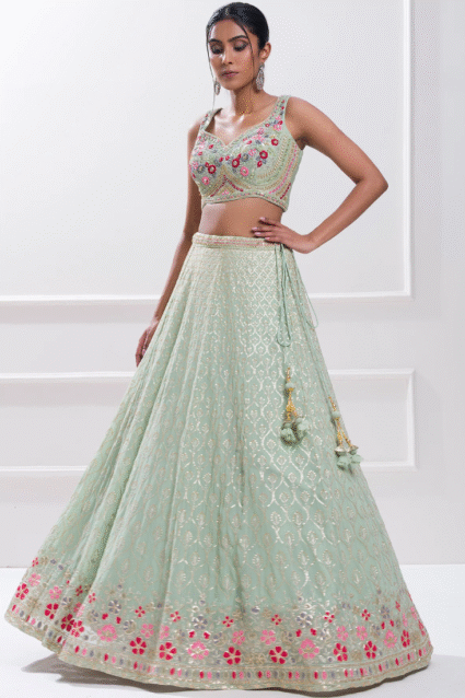 Pastel Green Lehenga Choli Set with Dupatta