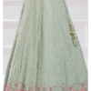 Model poses confidently in the beautiful pastel green lehenga choli set with dupatta, highlightin...