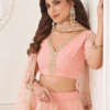 Peach Embroidered Lehenga Choli for Wedding & Party - View 4