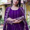 Purple Sequins Georgette Evening Wear Gown Dupatta - View 6