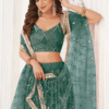 Gorgeous green lehenga choli set from the front