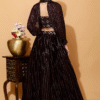 Closet the camera to appreciate the delicate sequence embroidery adornment on the Wine Georgette ...