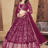 Delicate Foil Print Embellishments Adorn This Beautiful Rani Pink Lehenga Choli Combination Perfe...