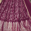 Rani Pink Lehenga Choli Back View Showcasing Its Stunning Foil Print Design, Classic Lehenga Silh...
