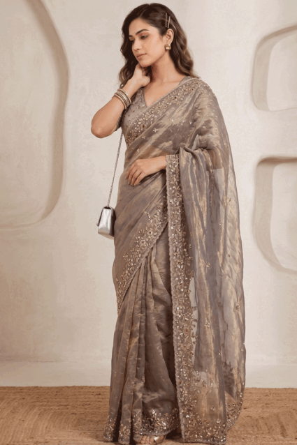 Party Wear Saree For Women - Soft Fandy Satin Silk