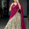 Tasar Silk Lehenga Choli back view highlights its elegant silhouette and delicate pattern work th...