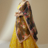Yellow Georgette Lehenga Choli with Floral Embroidery - View 2