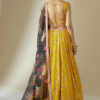 Yellow Georgette Lehenga Choli with Floral Embroidery - View 5